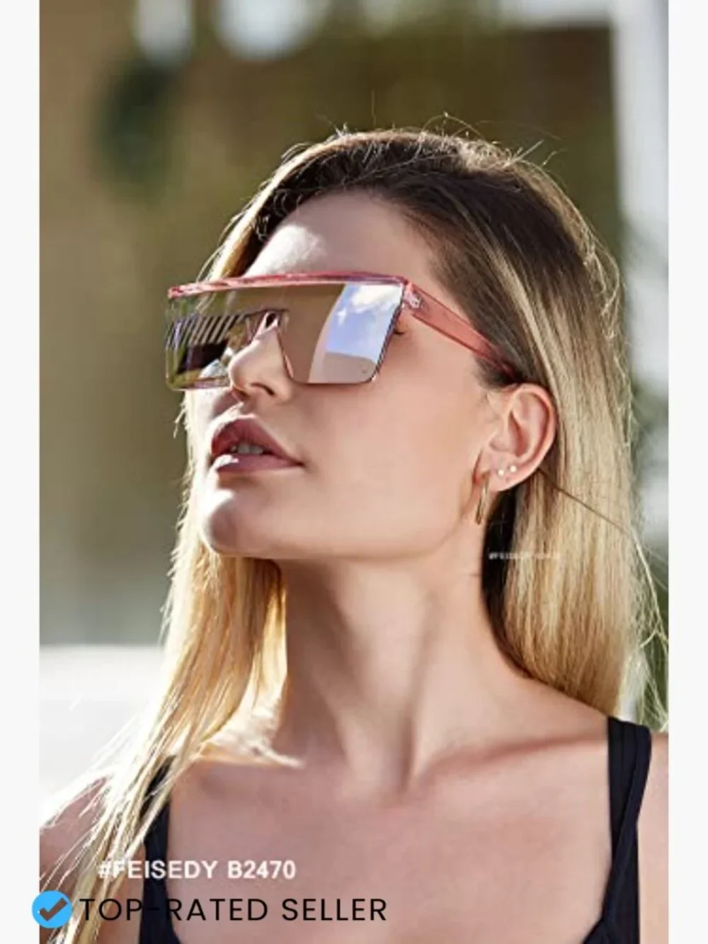 Oversized Square Flat Top Sunglasses Unisex Trendy Visor Shades